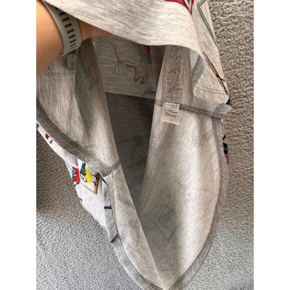 Blouse S small Gray multicolor Womens Top Bird Soft Knit 3/4 sleeve V neck USA - Picture 9 of 9